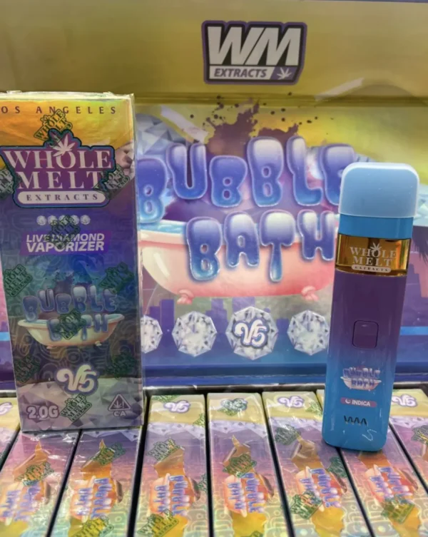 whole melts bubble bath v5 2g Whole Melts Bubble Bath V5 Vape premium 2g liquid diamond disposable with lavender and floral notes