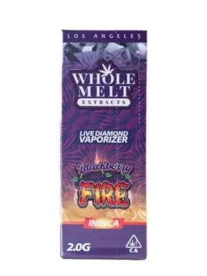 Whole Melts 2G Blackberry Fire Indica vape device and packaging